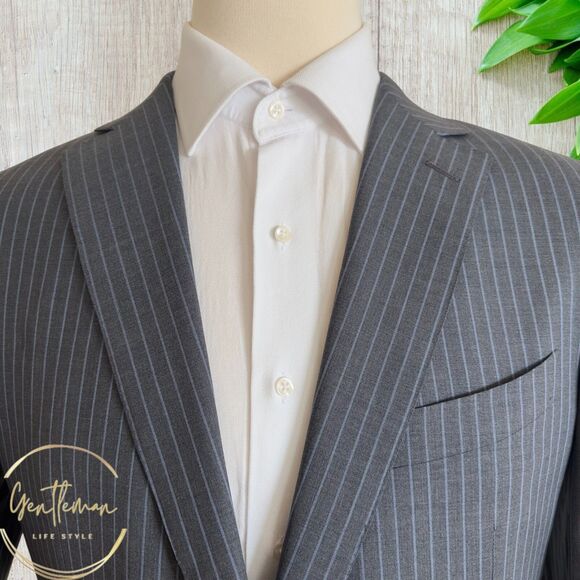 ERMENEGILDO ZEGNA Mens Blazer Sport Coat Two Button Jacket Gray Wool US 44R - Picture 2 of 11